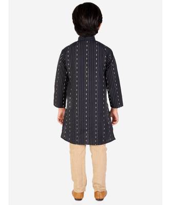 Black stripe Design Cotton Boys Kurta Pajama Set 3
