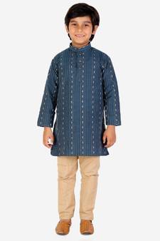 Blue stripe Design Cotton Boys Kurta Pajama Set