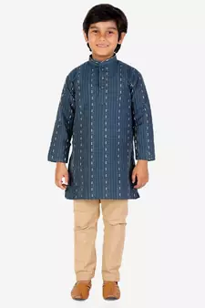 Blue stripe Design Cotton Boys Kurta Pajama Set