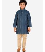 Blue stripe Design Cotton Boys Kurta Pajama Set