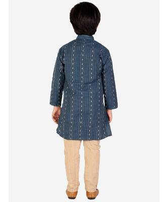 Blue stripe Design Cotton Boys Kurta Pajama Set 2