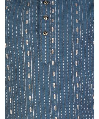 Blue stripe Design Cotton Boys Kurta Pajama Set 3