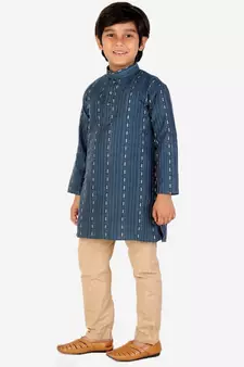 Blue stripe Design Cotton Boys Kurta Pajama Set