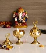 ROLIMOLI Akhand Jyot Special for Navratri Diwali Puja Diya Oil Lamp Deepak OM Top Swastik Design Pack of 2