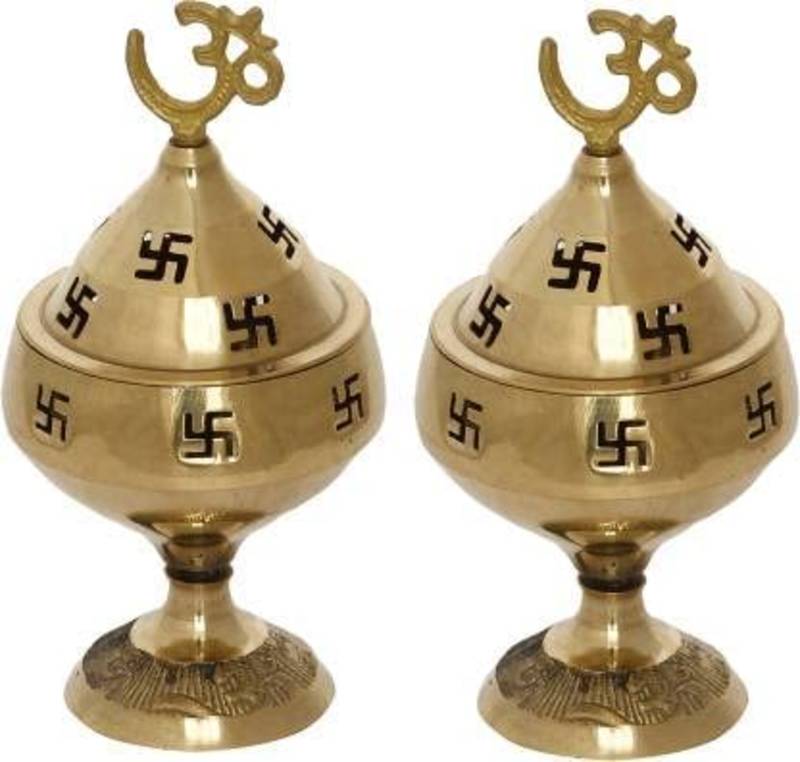 ROLIMOLI Akhand Jyot Special for Navratri Diwali Puja Diya Oil Lamp Deepak OM Top Swastik Design Pack of 2