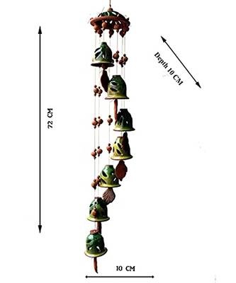 ESVAR STONECRAFT Present A Terracotta Ceramic Coated Green Wind Chimes With (SEVEN BELLS) 1