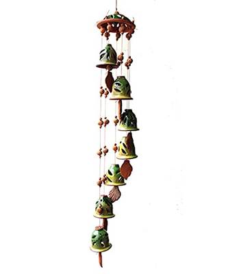 ESVAR STONECRAFT Present A Terracotta Ceramic Coated Green Wind Chimes With (SEVEN BELLS) 2