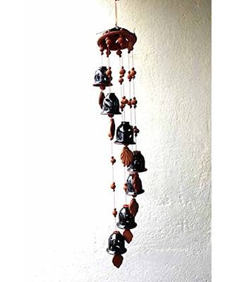 ESVAR STONECRAFT Present A Terracotta Ceramic Coated Black Wind Chimes with (Seven Bells) 1