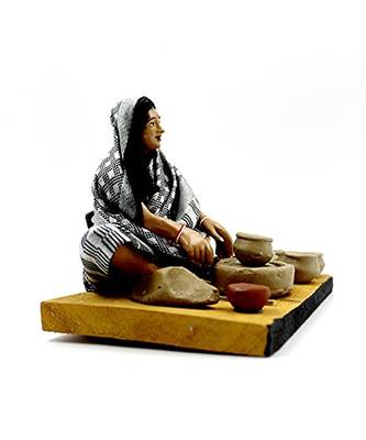 ESVAR STONECRAFT Present A Terracotta Sculpture of Pottery Making Lady With DelightFull Multicoloured 2