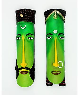 ESVAR STONECRAFT Present A Terracotta Wall Hanging Combo Mask Of Delightful Green Colour 2