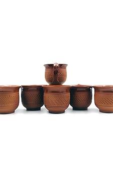 Esvar Stonecraft Handmade Ceramic Terracotta Clay Tea Cup with Dynamic Round Shape Design