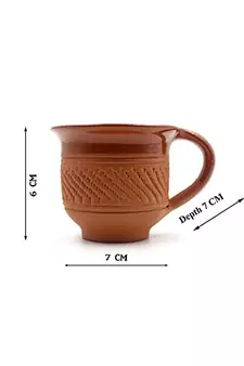 Esvar Stonecraft Handmade Ceramic Terracotta Clay Tea Cup with Dynamic Round Shape Design