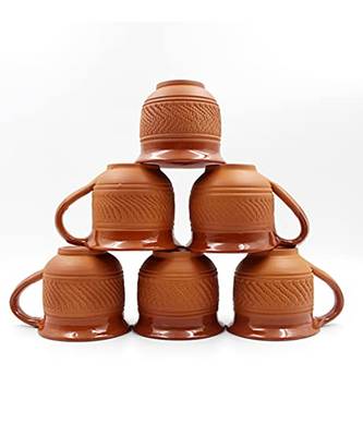 Esvar Stonecraft Handmade Ceramic Terracotta Clay Tea Cup with Dynamic Round Shape Design 3