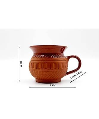 Esvar Stonecraft Handmade Ceramic Terracotta Clay Tea Cup With Round Shape Like Traditional Matka 1