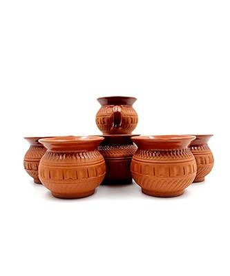 Esvar Stonecraft Handmade Ceramic Terracotta Clay Tea Cup With Round Shape Like Traditional Matka 3