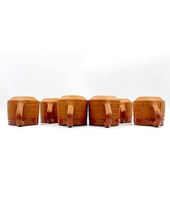 Esvar Stonecraft Handmade Ceramic Terracotta ClayTea Cup with Entic Traditional Brick Design 1