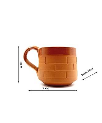 Esvar Stonecraft Handmade Ceramic Terracotta ClayTea Cup with Entic Traditional Brick Design 2