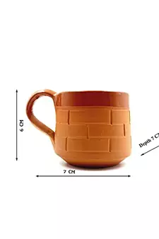 Esvar Stonecraft Handmade Ceramic Terracotta ClayTea Cup with Entic Traditional Brick Design