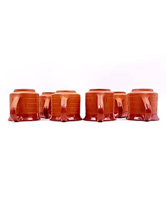 Esvar Stonecraft Handmade Ceramic Terracotta Clay Tea Cup with Traditional Brick Design 2