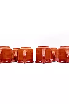Esvar Stonecraft Handmade Ceramic Terracotta Clay Tea Cup with Traditional Brick Design