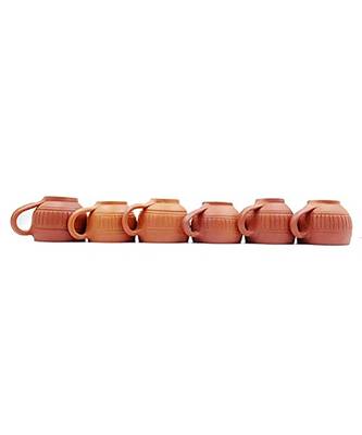 Esvar Stonecraft Handmade Terracotta Non Ceramic Clay Tea Cup with Traditional Design 1