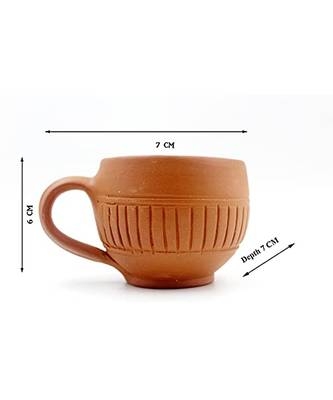 Esvar Stonecraft Handmade Terracotta Non Ceramic Clay Tea Cup with Traditional Design 2