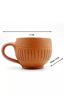 Esvar Stonecraft Handmade Terracotta Non Ceramic Clay Tea Cup with Traditional Design