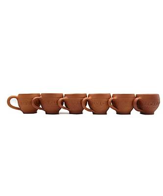 Esvar Stonecraft Handmade Terracotta Non Ceramic Clay Tea Cup with Dynamic Design 1