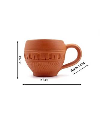Esvar Stonecraft Handmade Terracotta Non Ceramic Clay Tea Cup with Dynamic Design 2