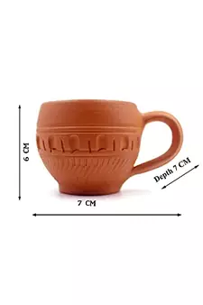 Esvar Stonecraft Handmade Terracotta Non Ceramic Clay Tea Cup with Dynamic Design
