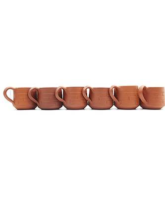 Esvar Stonecraft Handmade Terracotta Non Ceramic Clay Tea Cup with Traditional Brick Design 1