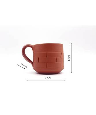 Esvar Stonecraft Handmade Terracotta Non Ceramic Clay Tea Cup with Traditional Brick Design 2