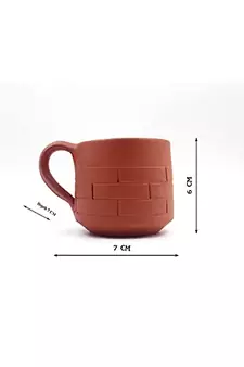 Esvar Stonecraft Handmade Terracotta Non Ceramic Clay Tea Cup with Traditional Brick Design