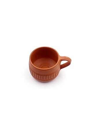 Esvar Stonecraft Handmade Terracotta Non Ceramic ClayTea Cup with Entic Design 1