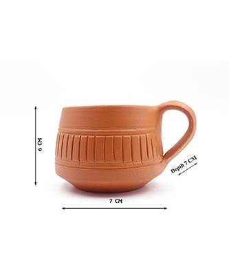 Esvar Stonecraft Handmade Terracotta Non Ceramic ClayTea Cup with Entic Design 2