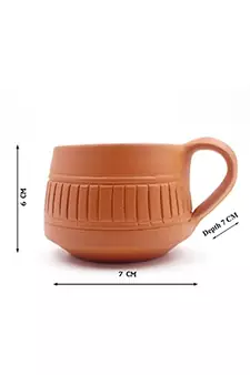 Esvar Stonecraft Handmade Terracotta Non Ceramic ClayTea Cup with Entic Design