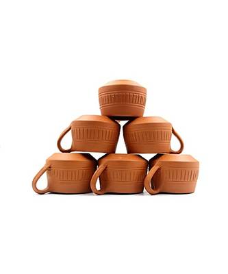 Esvar Stonecraft Handmade Terracotta Non Ceramic ClayTea Cup with Entic Design 3