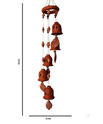 ESVAR STONECRAFT Terracotta Natural Colour Ring Design Wind Chain of (Five Bell) 1
