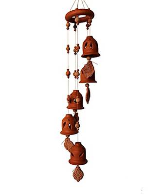 ESVAR STONECRAFT Terracotta Natural Colour Ring Design Wind Chain of (Five Bell) 2
