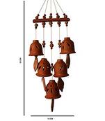 ESVAR STONECRAFT Terracotta Natural Colour Straight Design Wind Chain with (Five Bell)