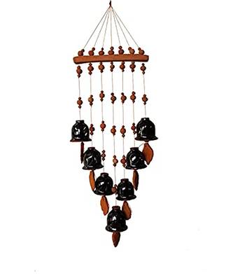 ESVAR STONECRAFT Terracotta Ceramic Coated Black Wind Chime (Seven Bells) 1