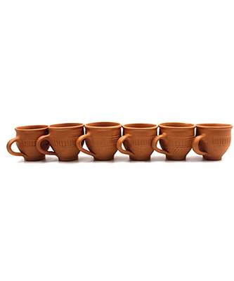 ESVAR STONECRAFT Round and Oval Mix Design Terracotta Clay Tea Cups 2