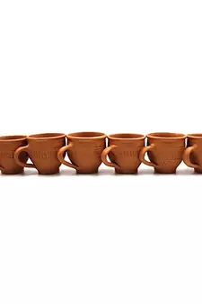 ESVAR STONECRAFT Round and Oval Mix Design Terracotta Clay Tea Cups