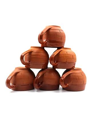 ESVAR STONECRAFT Terracotta Clay Brick Design Tea Cups 3