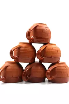 ESVAR STONECRAFT Terracotta Clay Brick Design Tea Cups