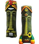 ESVAR STONECRAFT Terracotta Multicolored Tribal MASK Wall HANING Home Decorative Combo-2 PCS