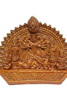 ESVAR STONECRAFT Maa Durga JI Idol | Mata Durga Terracotta Wall Hanging Home Decorative