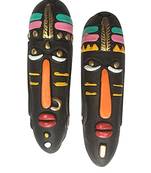 ESVAR STONECRAFT Terracotta Wall Haning Home Decorative Multicolored Tribal Mask Combo-2 PCs.
