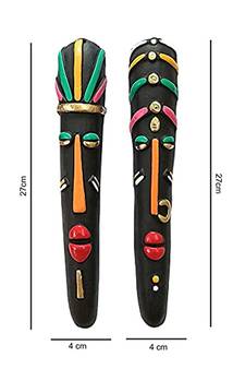 Esvar Stonecraft Terracotta Multicolored Tribal Mask Wall Hanging Home Decorative Combo 2 Pcs
