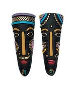 ESVAR STONECRAFT Terracotta Wall Haning Home Decorative Multicolored Tribal Mask Combo-2 PCs.